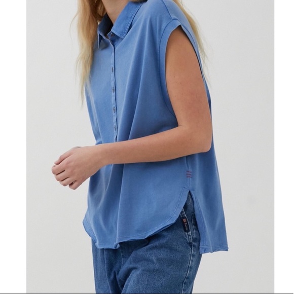 UO BDG Abel Slouchy Cap Sleeve Shirt - Picture 2 of 4